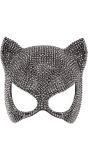 Glinsterend Kattenmasker Zilver met Diamanten