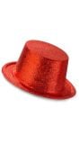 Glitter hoge hoed rood