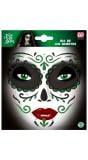 Glitter stickers gezicht groende dia de los muertos
