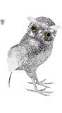 Glitter uil decoratie zilver