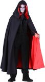 Gothic Cape Zwart Rood met Capuchon Satijn Halloween