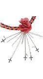 Gothic Choker met Bloem Rood