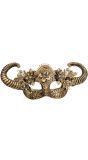 Gouden Duivel Oogmasker met Hoorns en Bloemen