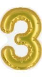 Gouden Folieballon Sticker Nummer 3 Verjaardag