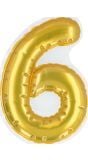 Gouden Folieballon Sticker Nummer 6 Verjaardag