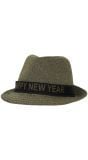 Gouden happy new year fedora hoed