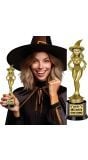 Gouden heks beste halloween kostuum award plastic 22 cm