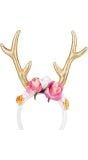 Gouden rendier haarband met bloemen