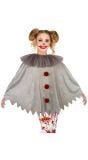 Grijze horror clown poncho meisjes