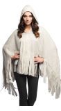 Grijze Spook Poncho met Franjes Dames
