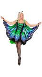 Groen gekleurde vlinder outfit met vleugels dames
