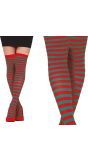 Groen rood gestreepte kousen dames