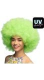 Groen UV Neon Pruik Afro Disco