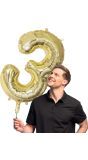 Grote Gouden Folieballon Cijfer '3' 86 cm