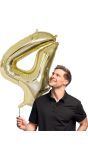 Grote Gouden Folieballon Cijfer '4' 86 cm
