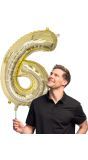 Grote Gouden Folieballon Cijfer '6' 86 cm
