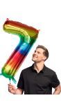 Grote Regenboog Folieballon Cijfer '7' 86 cm