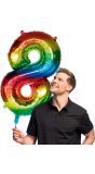 Grote Regenboog Folieballon Cijfer '8' 86 cm