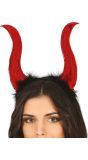 Grote Rode Duivel Horens Diadeem Halloween