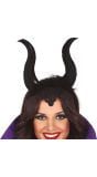 Grote zwarte duivelhorens haarband halloween