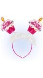 Haarband happy birthday cake roze