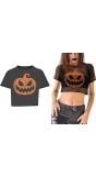 Halloween Pompoen Crop Top
