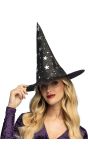 Halloween Sterren Heksenhoed Zwart