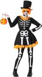 Halloween Zwart Oranje Skelet Kostuum Dames