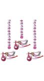 Hangdecoratie geboorte ooievaar roze