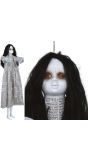 Hangdecoratie geest krantenjurk met licht en geluid 120 cm halloween