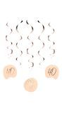 Hangdecoratie lush blush 40 jaar 5 stuks