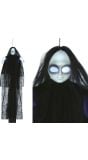 Hangdecoratie meisje met zwarte ogen, licht en geluid halloween