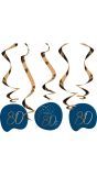 Hangdecoratie true blue 80 jaar 5 stuks