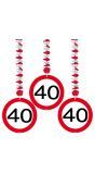 Hangdecoratie verkeersbord 40 jaar