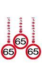 Hangdecoratie verkeersbord 65 jaar