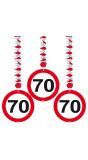 Hangdecoratie verkeersbord 70 jaar