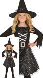 Heks zilveren sterren jurk halloween kind