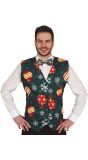Heren foute kerst gilet met kerstballen