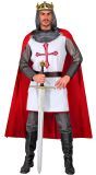 Heren Ridder Kostuum Rode Cape
