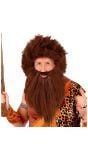 Holbewoner Pruik met Baard Bruin