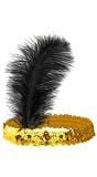 Hoofdband met veer 20s goud