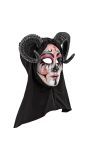Horror Masker Duivel Wit met Capuchon Zwart