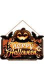 Houten "Happy Halloween" pompoen bord 35 x 20 cm