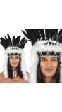 Indianen Hoofdtooi met Zwarte Veren