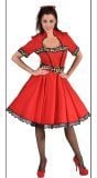 Jaren 50 jurkje rood en panter