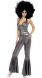 Jaren 70 Zilveren Disco Jumpsuit