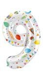 Joyful Party Print Cijfer 9 Folieballon