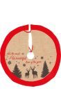 Jute kerstboomkleed met rode basis 85cm