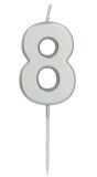 Kaars Cijfer 8 Zilver