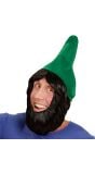 Kaboutermuts met pruik en baard groen